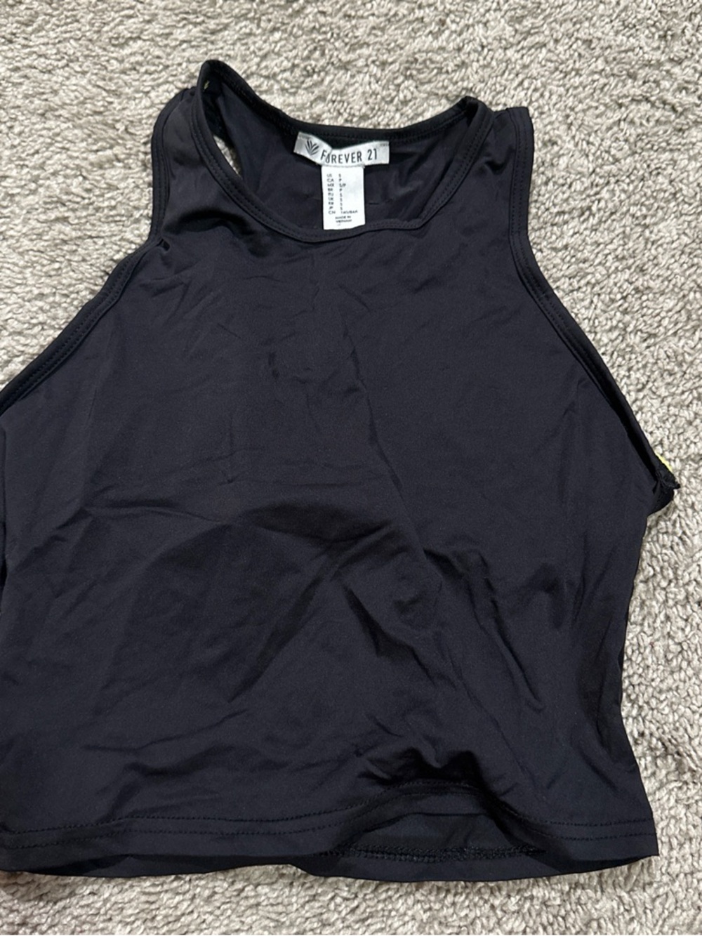 Forever 21 Black High Neck Racerback Crop Tank
